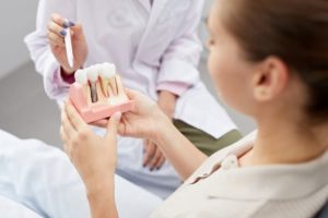 Patient visiting their dentist for a dental implant consultation.